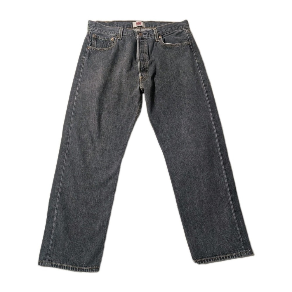 Levi's 501 Original Jeans Men's 36x30 Black Gray Wash Straight Leg Button Fly